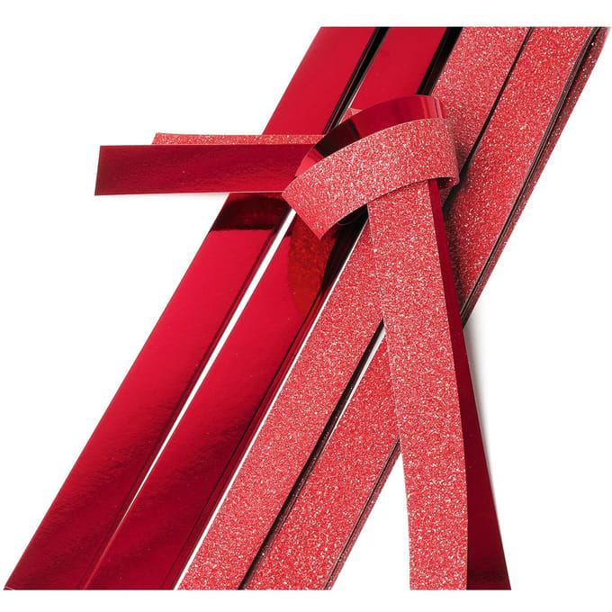 Papieren strips "Glitter, rood", 25mm - Rood