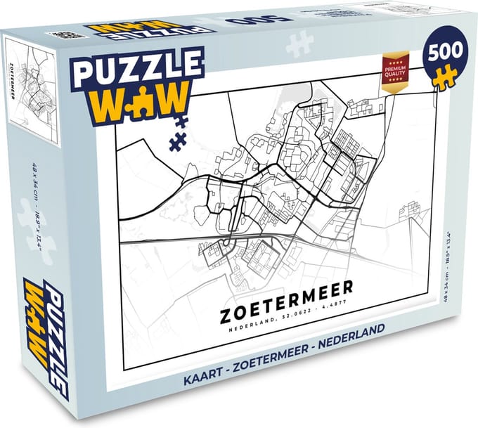 Puzzel Kaart - Zoetermeer - Nederland - Legpuzzel - Puzzel 500 stukjes