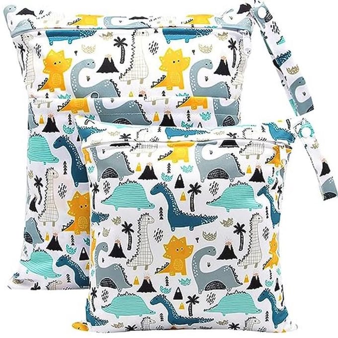 Waterdichte Herbruikbare Wetbag voor Kleuterschool - Gepersonaliseerde Luiertas met Dinosaurier