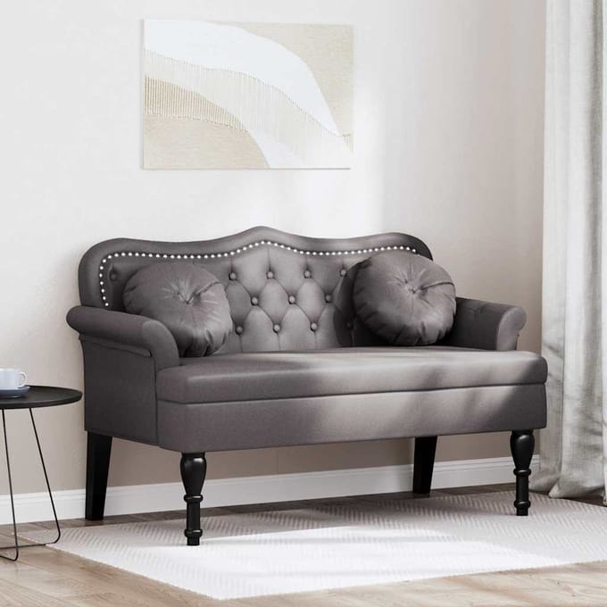 vidaXL - Chesterfield - Bank - Grijs - 120,5 - x - 65 - x - 75 - cm - Kunstleer