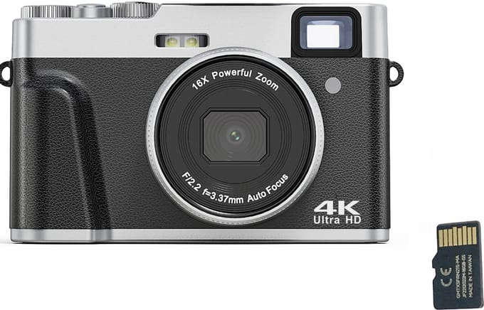 Digitale camera 4K/48 MP/16x zoom/autofocus/zoeker/anti-trilling/32 GB kaart