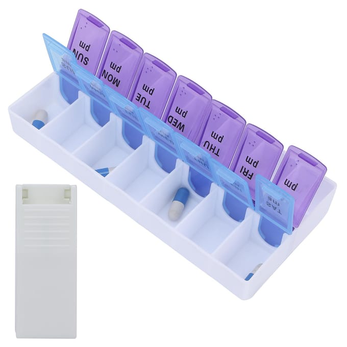 AM PM 7 Dagen Pillendoos Wekelijkse Pillenorganizer Capsule Supplementen Vitaminepillen Reis Pillendoos white