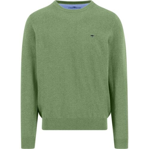 Fynch-Hatton Trui Solid Color O-Neck Superfine Cotton Avocado / male