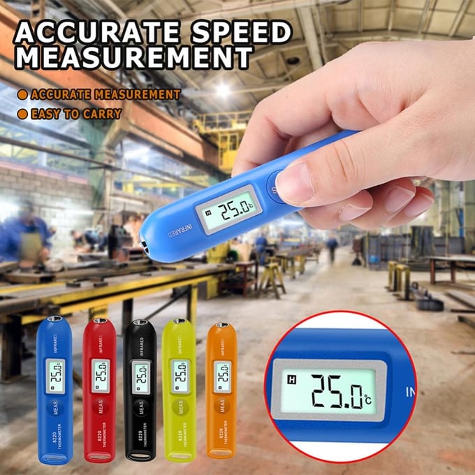 Contactloze Mini Digitale Infrarood Thermometer met LCD Handheld Draagbare Zak Temperatuurpen yellow