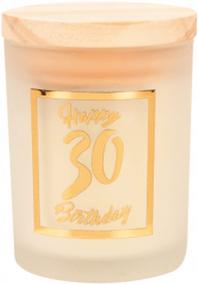 Geurkaars - White/gold - Happy Birthday - 30 jaar - In cadeauverpakking