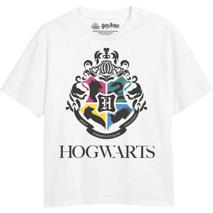 Harry Potter Meisjes Hogwarts Huizen T-Shirt (Wit)