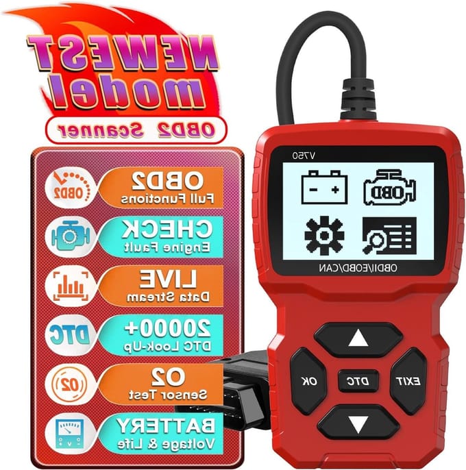 Auto OBD2-diagnoseapparaat OBD2-scanner, OBD2 EOBD motorfoutcodelezer, scanner met DTC-definitie, spanningsdetectie en bewaking in de auto, OBDII-protocol in de autoscanner (Stralend)