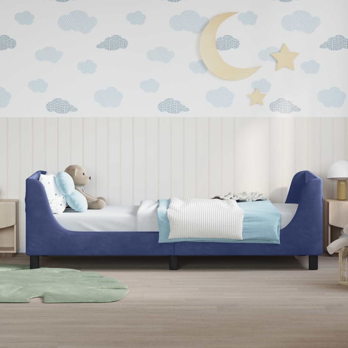 vidaXL - Kinderen - bedframe - met - hoofdboard - Politieblauw - 80 - x - 200 - cm