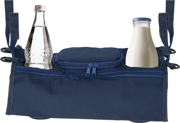 Ariko Kinderwagen organizer - buggy organizer - voor drinkfles - 4 zakken - ritssluiting - blauw