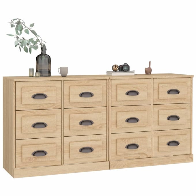 vidaXL - Dressoirs - 2 - st - bewerkt - hout - sonoma - eikenkleurig