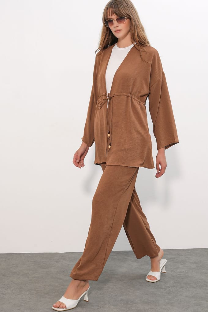 Twee-delig Wijd-Pijpen Kimono Set
