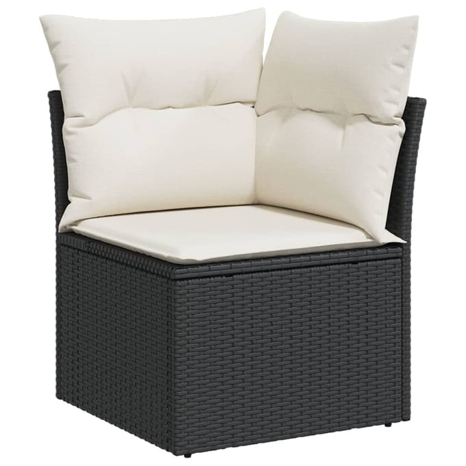 vidaXL - 11-delige - Loungeset - met - kussens - poly - rattan - zwart