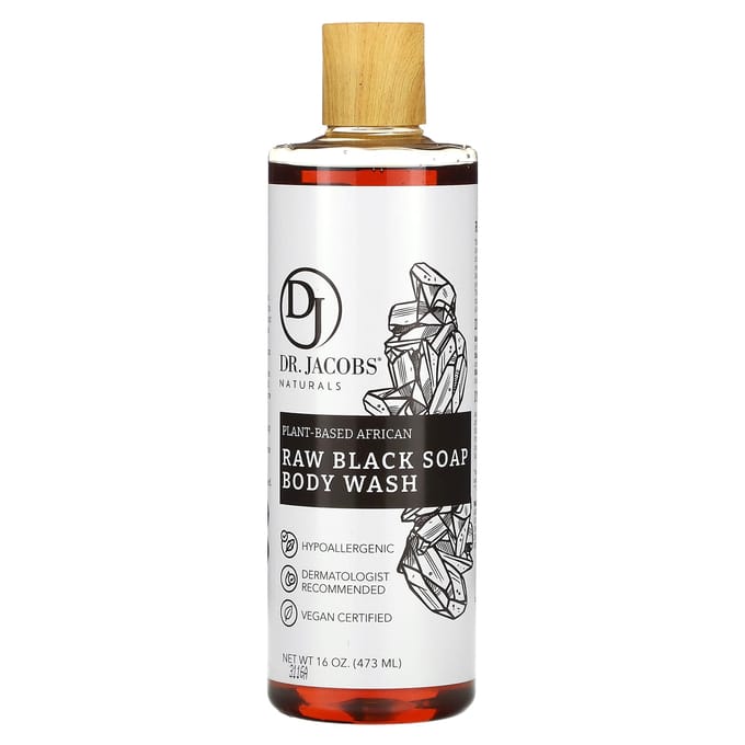 Dr. Jacobs Naturals, Gel douche au savon noir brut africain botanique, 473 ml (473ml) white