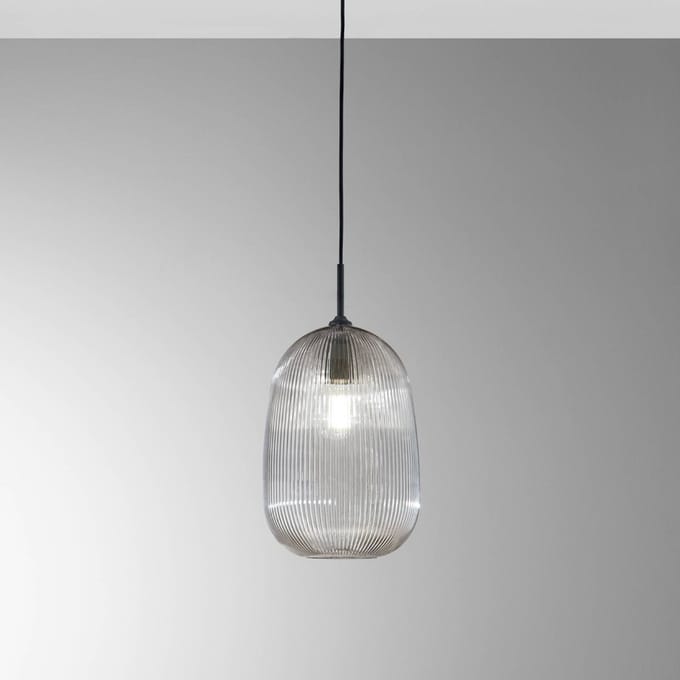 Luce Ambiente Design Hanglamp DUKE, grijs, Ø 21 cm, glas