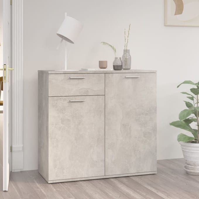 vidaXL - Dressoir - 80x36x75 - cm - bewerkt - hout - betongrijs