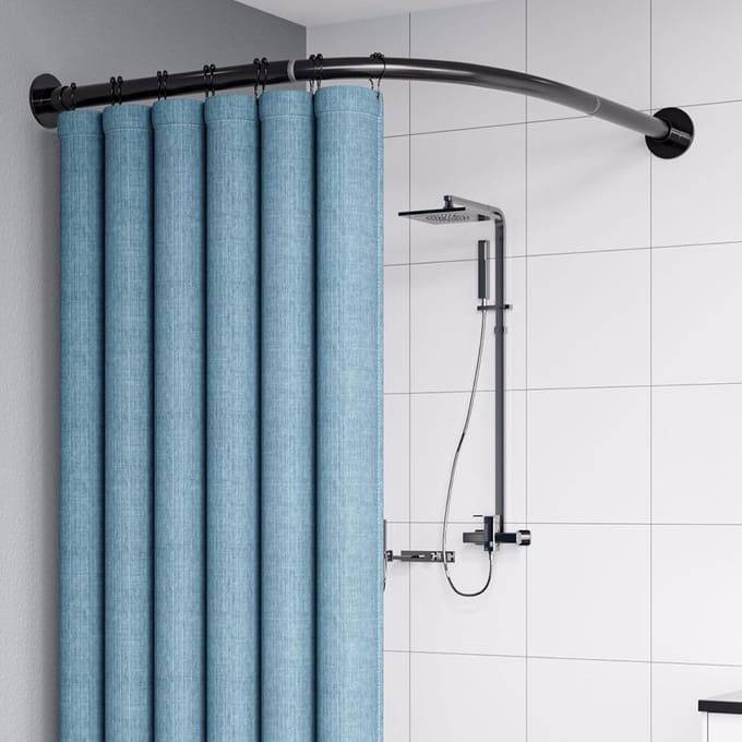 Famanu - Hoekdouchestang mat aluminium, 90 cm