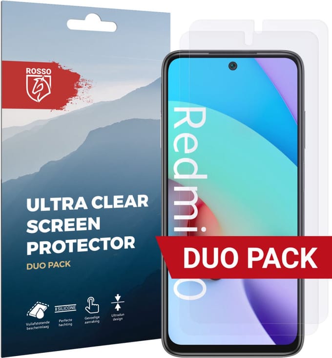 Rosso Screen Protector Ultra Clear Duo Pack Geschikt voor Xiaomi Redmi 10 | TPU Folie | Case Friendly | 2 Stuks