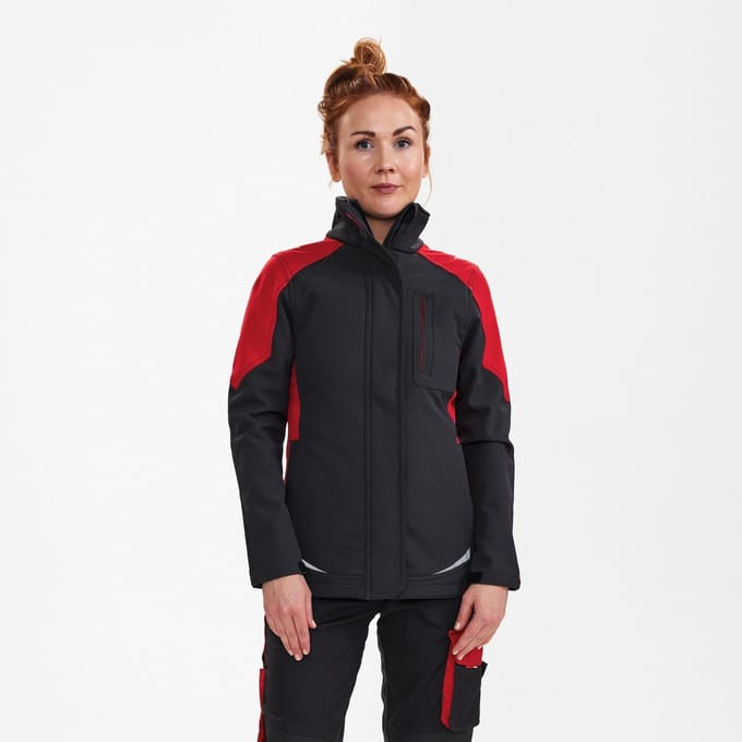 Engel Galaxy softshelljack voor dames 8815-229 - Anthracite Grey / Tomato Red - M