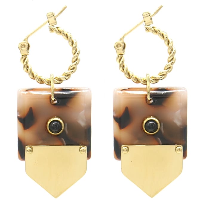 Oorringen met Steen - RVS - 4,5x2 cm - Goudkleurig