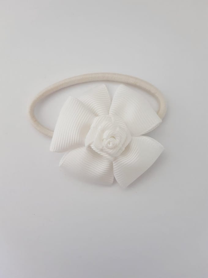 Le Sjalerie Haaraccessoires Haarelastiek Meisje Met Bloem Wit elastiek Haarmode bruiloft feest school 2 stuks elastiek