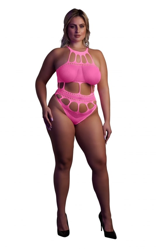 Body met Griekse Halslijn - Grote Maten - Neon Roze