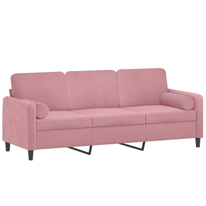 vidaXL - Driezitsbank - met - sierkussens - 180 - cm - fluweel - roze
