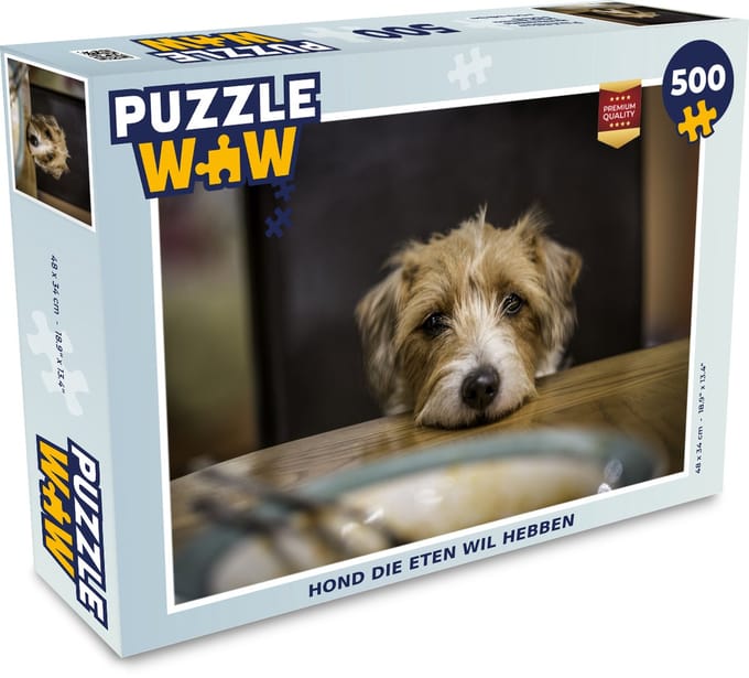 Puzzel Hond die eten wil hebben - Legpuzzel - Puzzel 500 stukjes