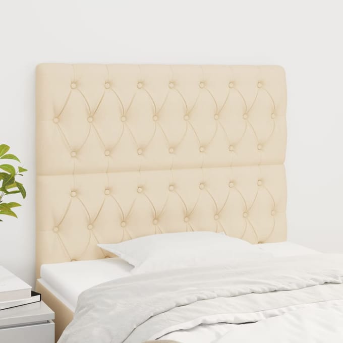 vidaXL - Hoofdbord - crème - 100x7x118/128 - cm - stof