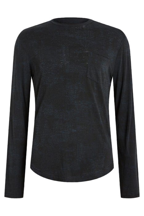 John Varvatos Atkins Ls Chipped Wall Printed Burnout C Officer Blue Größe: S | Longsleeves Outlet | Herren | Blau