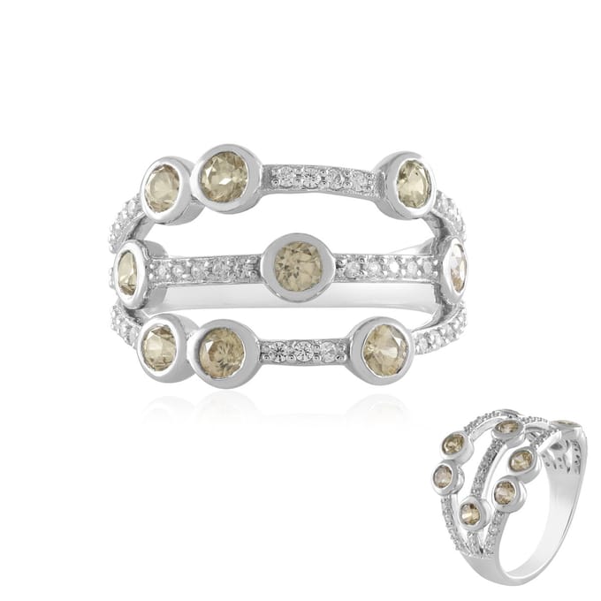 Zilveren ring met gele zirkoon, Cambodjaans, 1.769ct
