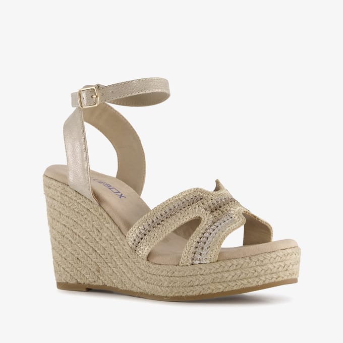 Blue Box dames espadrilles met jute en sleehak beige - Maat 41