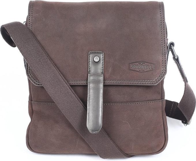 Sparwell Aiden Leren Crossbodytas - Donkerbruin
