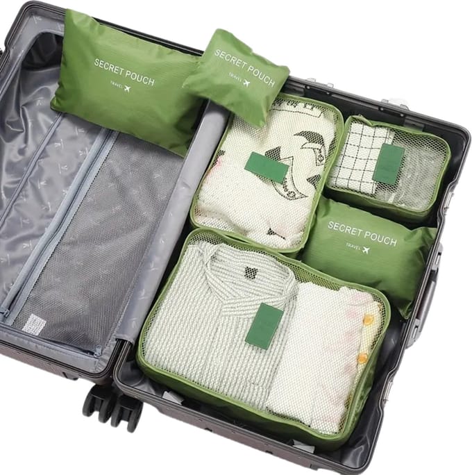 Livano Koffer Organizer Set - Packing Cubes - Compressie - Travel - Compression - Set - Groen