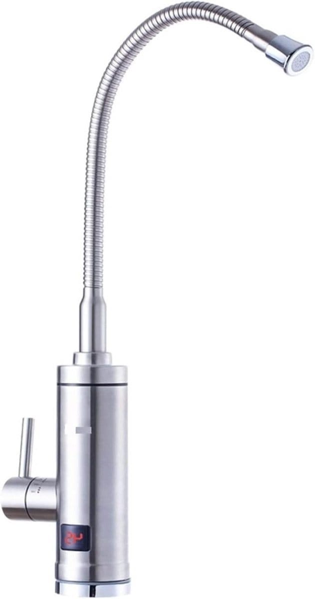 Directe Hete Kraan - Doorstromer Keuken - Direct Warm Water - Digitale Temperatuurweergave - 3000 W - Zilver
