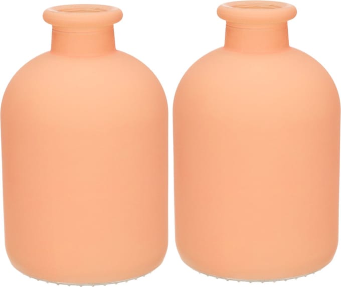 Jodeco Bloemenvaas Avignon - 2x - glas - mat terra - H17 x D11 cm