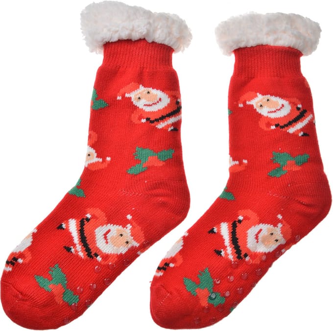 Clayre & Eef Kerstsokken one size Rood Synthetisch Kerstman