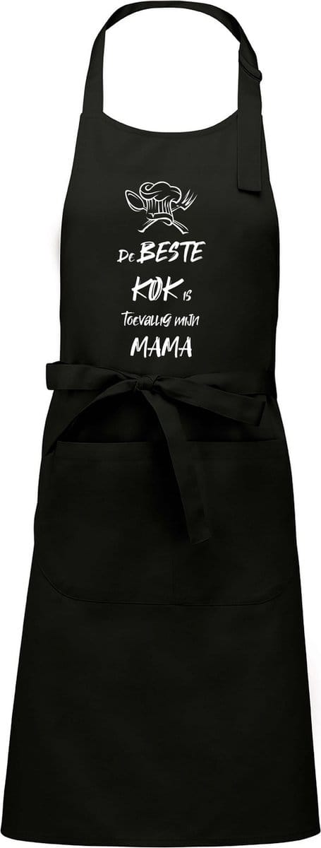 mijncadeautje - luxe schort - De beste kok is toevallig mijn MAMA - zwart