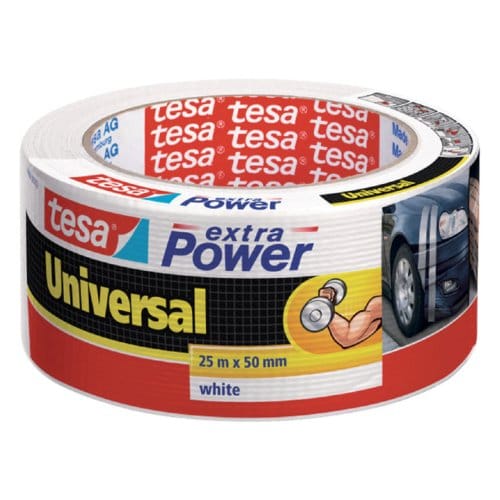 tesa textieltape Extra Power universeel ducttape sterke grip veelzijdig plakband – wit 25m x 50mm