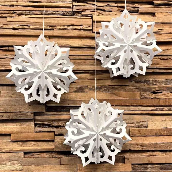 MoreThanHip - Kerstster wit papier Ø25 cm Kamala Small - set van 3 - Ø25 x 9 cm
