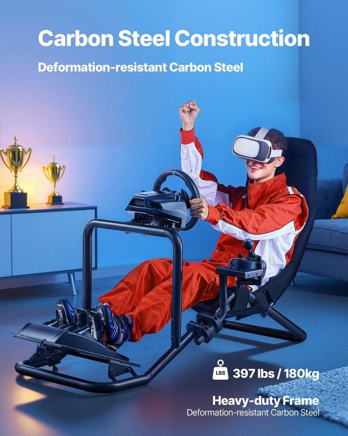 Race Wielstandaard, Robuuste Geïntegreerde Simulator Cockpit Stuurstandaard, Geschikt voor Logitech G25,G27,G29,G920,G923, Thrustmaster T300RS,TX