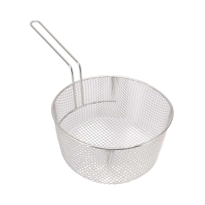 Frituurmand RVS Lange Handgreep Herbruikbaar Roestbestendig Frituurgaas voor Vis Kipnuggets Handle Without Rubber white