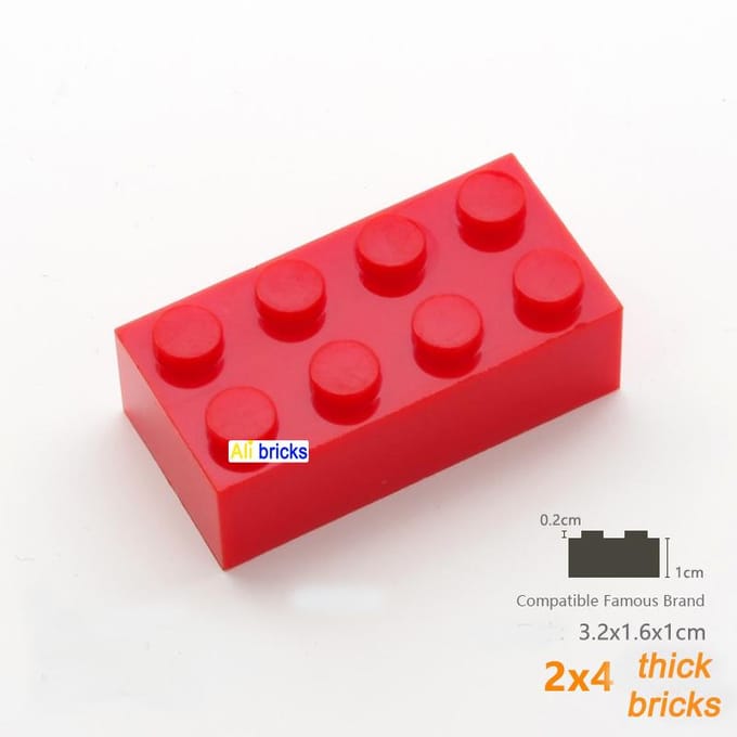 20 stuks Bulk Blokken Bouwstenen Dik 2x4 Gericht op Leren Assemblage Constructie Speelgoed voor Kinderen Afmeting Werkt Met Met 3001 red
