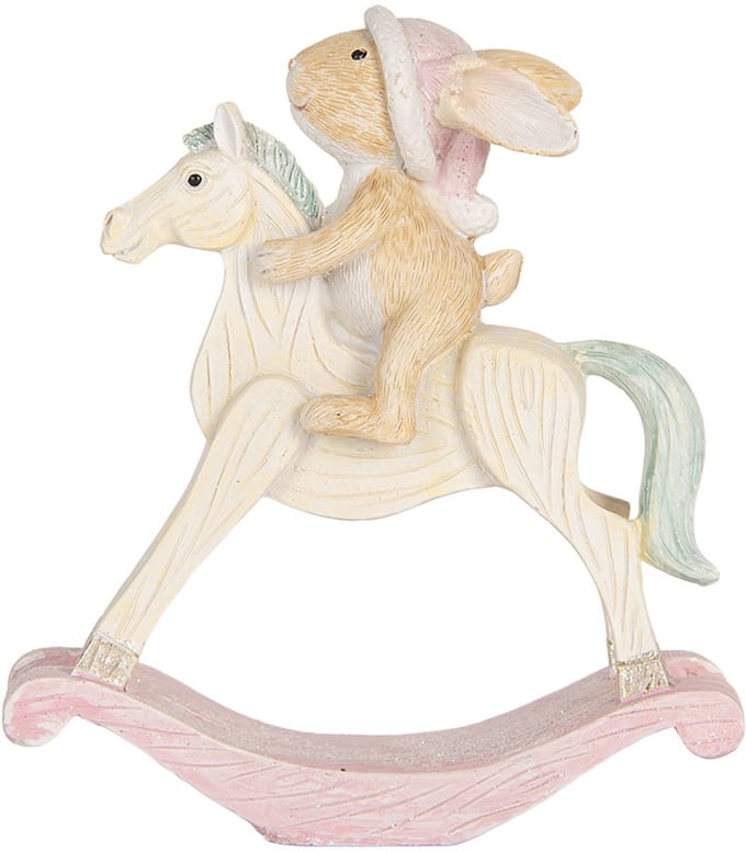 Clayre & Eef Decoratie Beeld Konijn 13x4x14 cm Bruin Kunststof