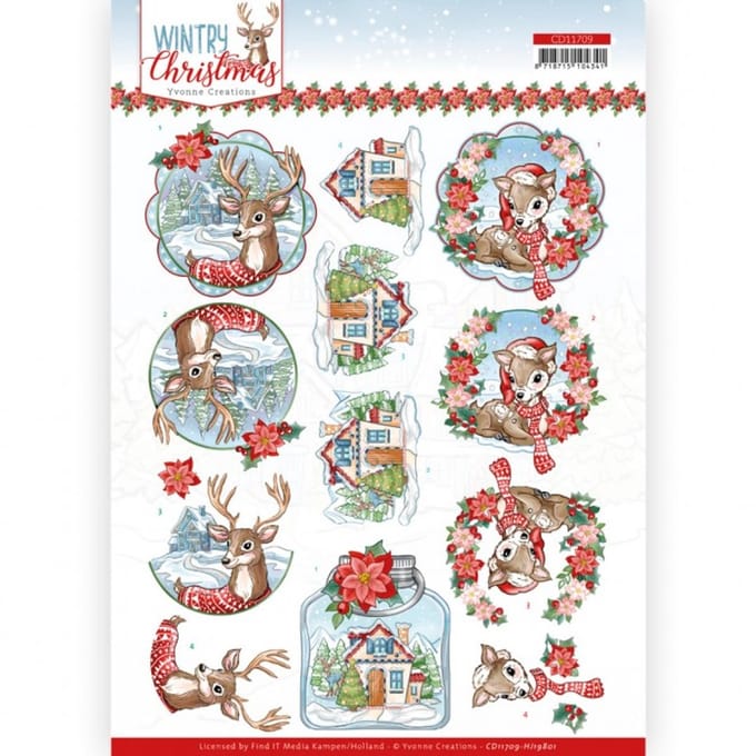 3D Cutting Sheet - Yvonne Creations - Wintry Christmas - Christmas Deer 1 stuks