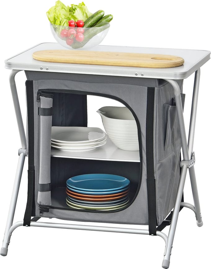 Campingkast opvouwbaar 64x60x45 cm donkergrijs