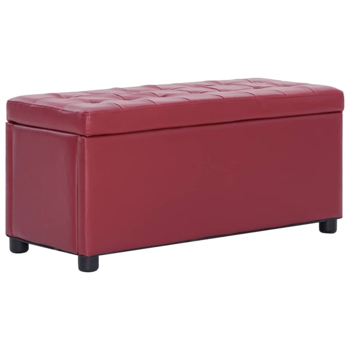 vidaXL - Opberghocker - 87,5 - cm - kunstleer - wijnrood