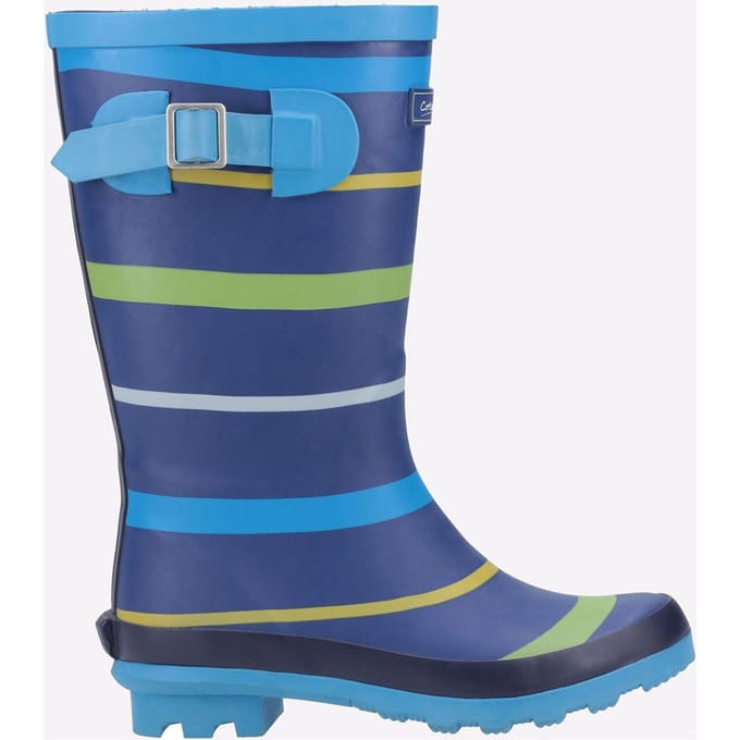 Cotswold Stripe Wellington Rubberen Jongens Blauw/Groen/Gele Regenlaarzen