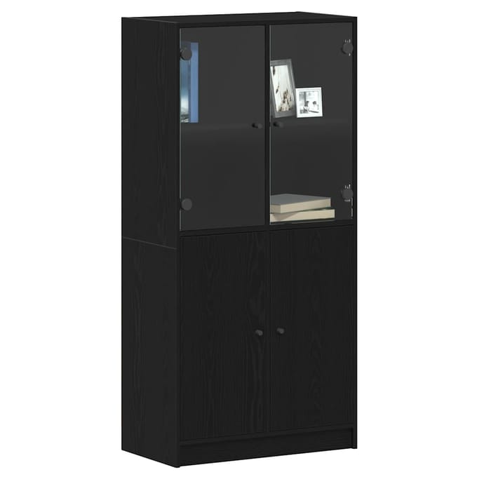 vidaXL - Highboard - Zwart - Eiken - 68 - x - 37 - x142 - cm