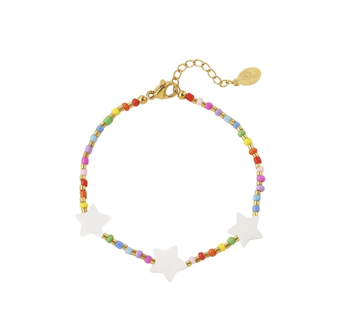Hidzo armband - Regenboog Sterren - Stainless Steel - Yehwang - 16 + 3 cm