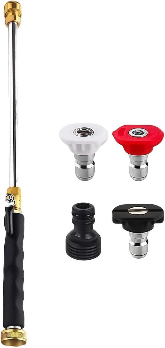 Hogedrukspuit - Tuinslang accessoire - Buiten schoonmaken - Drie sproeimodus - 45 cm - Zilver